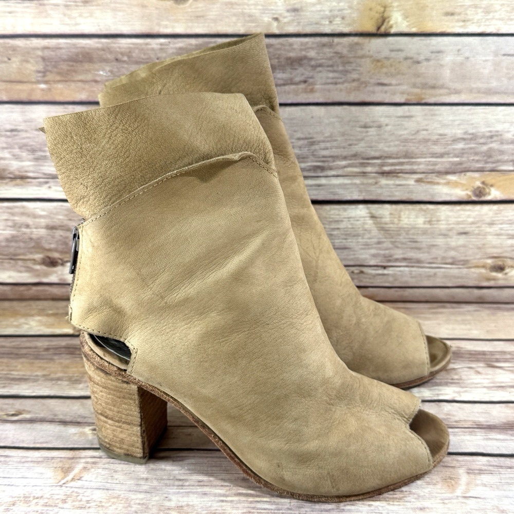 Free People Womens Golden Road Peep Toe Soft Tan Leather Ankle Boots 37/6.5 - Picture 3 of 9